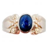1 Carat Sapphire Cabochon Sculpted Ring 14k