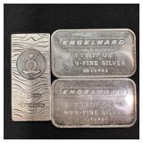 (3) ENGELHARD & Niue 1 oz Silver Bars