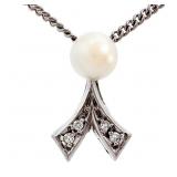 Diamond & Pearl Split Design Pendant 10k Gold