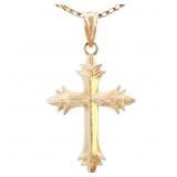 Dual Textured Cross Pendant 14k Yellow Gold