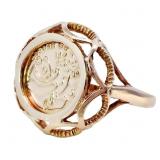 Classic Gold Coin Ring Chinese Panda 10k Gold