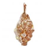 Classic Diamond & Gold Nugget Pendant 14k Gold