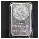 5 oz Silver Bar - Indian Head Design SEALED