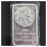 5 oz Silver Bar - Indian Head Design SEALED