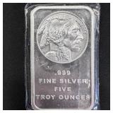 5 oz Silver Bar - Indian Head Design SEALED