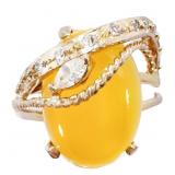 Custom Garnet Crossover Ring 18k Gold