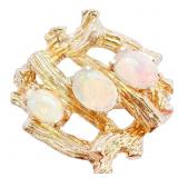 3 CTW Opal Vines Ring 14k Yellow Gold