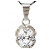 Fiery White Diamante Solitaire Pendant