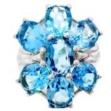 6+ Carat Swiss Blue Topaz Cocktail Ring 10k WG