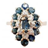 1+ CTW Sapphire & Diamond Cluster Ring 14k Gold