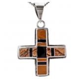 Onyx Tiger Eye & Agate Cross Pendant