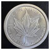 1 oz Fine Silver Cannabis Round  Silver Shield