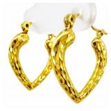 Hammered Heart Hoop Earrings 14k Gold