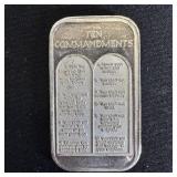 1 oz Fine Silver Bar  Ten Commandments Design