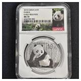 2015 1 oz Fine Silver Panda  NGC MS70