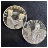 (2) Rockwell 'Spirit of Scouting' Silver Rounds