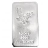 10 oz Fine Silver Bar - Hand Poured Eagle Design