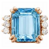 7 CTW Topaz & Diamond Cocktail Ring 14k Gold