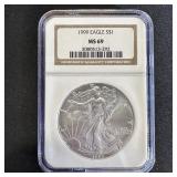 1999 American Silver Eagle  NGC MS69