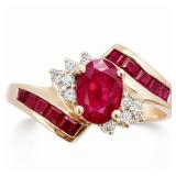 3/4+ CT Princess Ruby & Diamond Crossover Ring