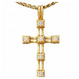 Petite Diamond Cross Pendant Gold