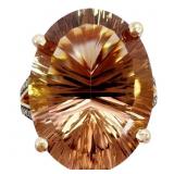 15+ Carat Golden Topaz & Diamond Statement Ring