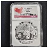 2013 1 oz Fine Silver Panda  NGC MS70