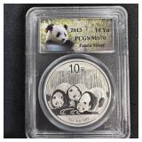 2013 1 oz Fine Silver Panda  PCGS MS70