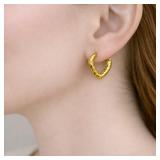 Hammered Heart Hoop Earrings 14k Gold