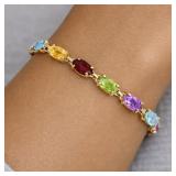 4.5 CT Rainbow Gemstone & Gold Tennis Bracelet