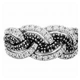 3/4 Carat Black & White Diamond Crossover Ring