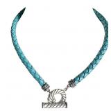 Braided Leather Cord Clasp Necklace
