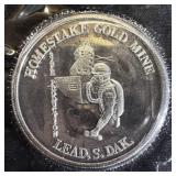 1 oz Homestake Gold Mine .999 Fine Silver Round