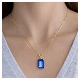 6+ CT Blue Topaz Solitaire Necklace 14k Gold