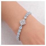 11+ CTW Aquamarine & Diamond Bracelet 14k WG