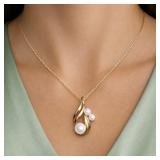 Pearl Trilogy Swirl Necklace 18k Yellow Gold