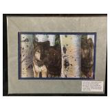 Judy Larson 'Wolves' Double Matted Print