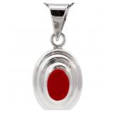 Taxco Mexico Red Coral Pendant
