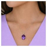 8 Carat Amethyst Necklace 14k White Gold
