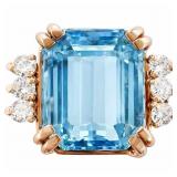 7 CTW Topaz & Diamond Cocktail Ring 14k Gold