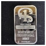 1 oz Fine Silver Bar  Northwest Territorial Mint