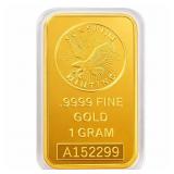 1 g Sunshine Minting 24k Gold Bar in Assay
