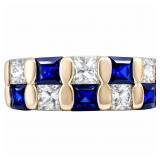 1 3/4 Carat Blue & White Sapphire Ring 14k Gold