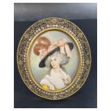 Antique early 19th century hand painted mourning p