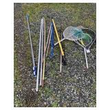 Large lot of extender bars for dip nets, painter b