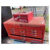 Lot of 2 metal heavy duty tool chest with tools an
