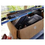 Box with miscellaneous items including electric he