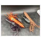 Collection with squid lures, hooks, etc.