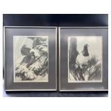 Two WB Berry prints of Alaskan birds, matted and f