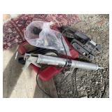 Lot with various items including a grease gun, pal